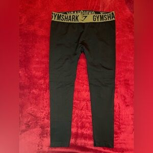 Gymshark Black Leggings with Gold Waistband